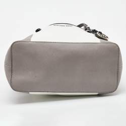 MICHAEL Michael Kors Grey/White Saffiano Leather Jet Set Tote