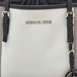 MICHAEL Michael Kors Grey/White Saffiano Leather Jet Set Tote