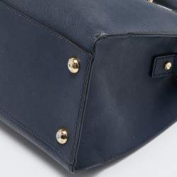 Pre Owned MICHAEL Michael Kors Navy Blue Leather Large East West Hamilton Tote