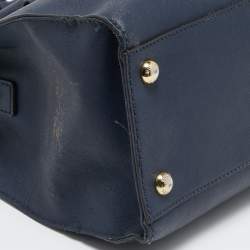 Pre Owned MICHAEL Michael Kors Navy Blue Leather Large East West Hamilton Tote