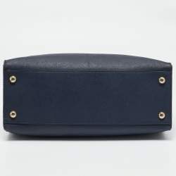 Pre Owned MICHAEL Michael Kors Navy Blue Leather Large East West Hamilton Tote