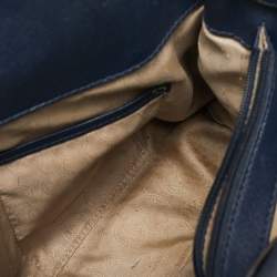 Pre Owned MICHAEL Michael Kors Navy Blue Leather Large East West Hamilton Tote