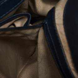 Pre Owned MICHAEL Michael Kors Navy Blue Leather Large East West Hamilton Tote