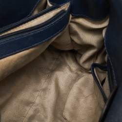 Pre Owned MICHAEL Michael Kors Navy Blue Leather Large East West Hamilton Tote