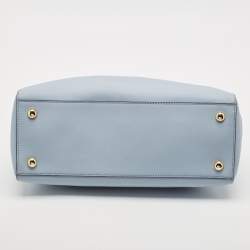 Pre Owned MICHAEL Michael Kors Light Blue Saffiano Leather Large Cynthia Tote