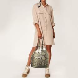 MICHAEL Michael Kors Beige Python Effect Suede Fulton Tote