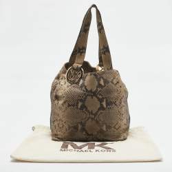 MICHAEL Michael Kors Beige Python Effect Suede Fulton Tote