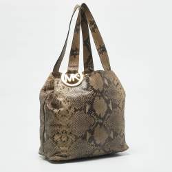 MICHAEL Michael Kors Beige Python Effect Suede Fulton Tote