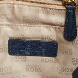 Pre Owned MICHAEL Michael Kors Navy Blue Saffiano Leather Jet Set Travel Chain Shoulder Bag