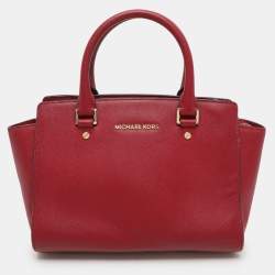 MICHAEL Michael Kors Red Blue Leather Medium Selma Satchel