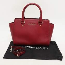 MICHAEL Michael Kors Red Blue Leather Medium Selma Satchel