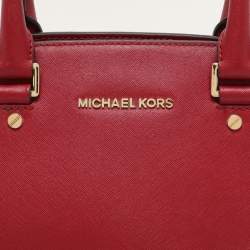 MICHAEL Michael Kors Red Blue Leather Medium Selma Satchel