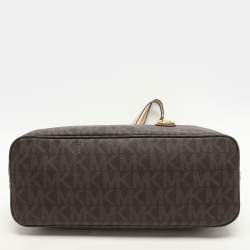 MICHAEL Michael Kors Brown Coated Canvas And Leather Jet Set Travel Tote