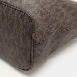 MICHAEL Michael Kors Brown Coated Canvas And Leather Jet Set Travel Tote