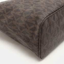 MICHAEL Michael Kors Brown Coated Canvas And Leather Jet Set Travel Tote