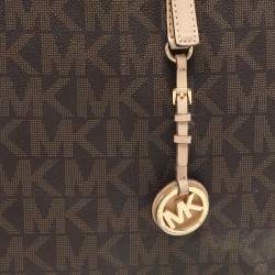 MICHAEL Michael Kors Brown Coated Canvas And Leather Jet Set Travel Tote