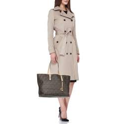 MICHAEL Michael Kors Brown Coated Canvas And Leather Jet Set Travel Tote