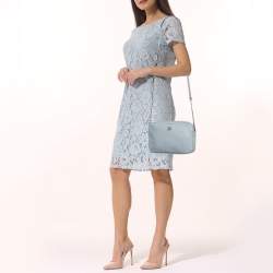 Pre Owned MICHAEL Michael Kors Pale Blue Leather Camera Shoulder Bag