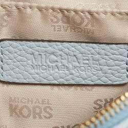 Pre Owned MICHAEL Michael Kors Pale Blue Leather Camera Shoulder Bag