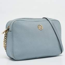 Pre Owned MICHAEL Michael Kors Pale Blue Leather Camera Shoulder Bag