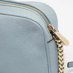 Pre Owned MICHAEL Michael Kors Pale Blue Leather Camera Shoulder Bag