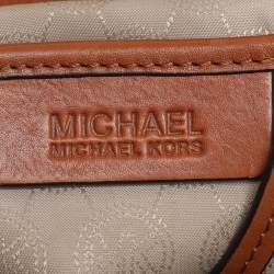 MICHAEL Michael Kors Dark Brown Signature Coated Canvas and Leather Frankie Drawstring Bucket Bag