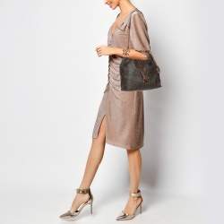 MICHAEL Michael Kors Dark Brown Signature Coated Canvas and Leather Frankie Drawstring Bucket Bag