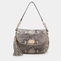 MICHAEL Michael Kors Grey Python Embossed Leather Shoulder Bag