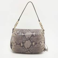 MICHAEL Michael Kors Grey Python Embossed Leather Shoulder Bag