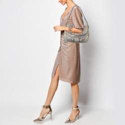 MICHAEL Michael Kors Grey Python Embossed Leather Shoulder Bag