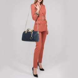 MICHAEL Michael Kors Navy Blue Leather Medium Grayson Satchel
