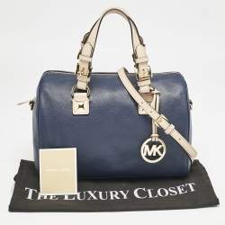 MICHAEL Michael Kors Navy Blue Leather Medium Grayson Satchel