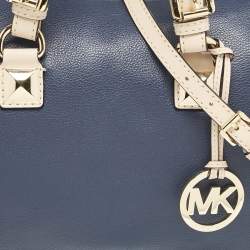 MICHAEL Michael Kors Navy Blue Leather Medium Grayson Satchel