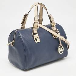 MICHAEL Michael Kors Navy Blue Leather Medium Grayson Satchel
