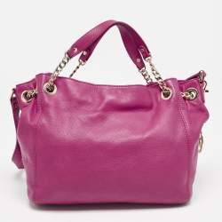 Pre Owned MICHAEL Michael Kors Magenta Leather Chain Tote