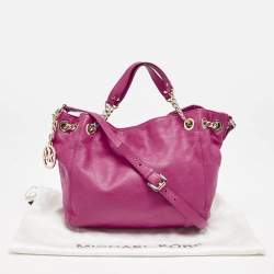 Pre Owned MICHAEL Michael Kors Magenta Leather Chain Tote