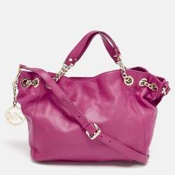 Pre Owned MICHAEL Michael Kors Magenta Leather Chain Tote