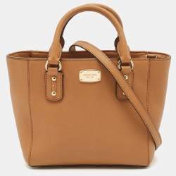 Pre Owned MICHAEL Michael Kors Brown Saffiano Leather Mini Kellen Tote