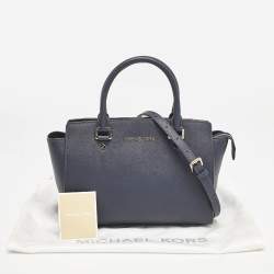 Pre Owned MICHAEL Michael Kors Navy Blue Leather Medium Selma Satchel