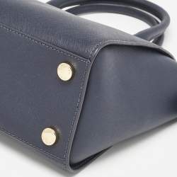 Pre Owned MICHAEL Michael Kors Navy Blue Leather Medium Selma Satchel