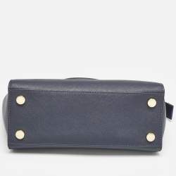 Pre Owned MICHAEL Michael Kors Navy Blue Leather Medium Selma Satchel