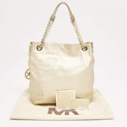 MICHAEL Michael Kors Gold Leather Jet Set Charm Chain Tote
