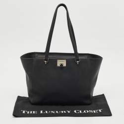 Pre Owned MICHAEL Michael Kors Black Leather Tina Zip Shopper Tote