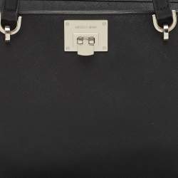 Pre Owned MICHAEL Michael Kors Black Leather Tina Zip Shopper Tote