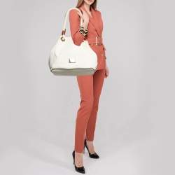 MICHAEL Michael Kors White/Brown Canvas Marina Grab Tote