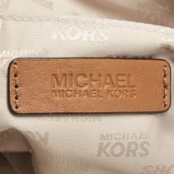 MICHAEL Michael Kors White/Brown Canvas Marina Grab Tote