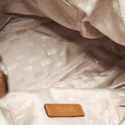 MICHAEL Michael Kors White/Brown Canvas Marina Grab Tote