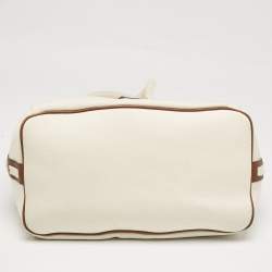 MICHAEL Michael Kors White/Brown Canvas Marina Grab Tote