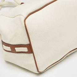 MICHAEL Michael Kors White/Brown Canvas Marina Grab Tote