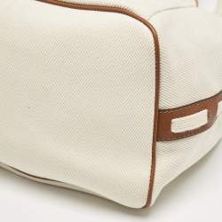 MICHAEL Michael Kors White/Brown Canvas Marina Grab Tote